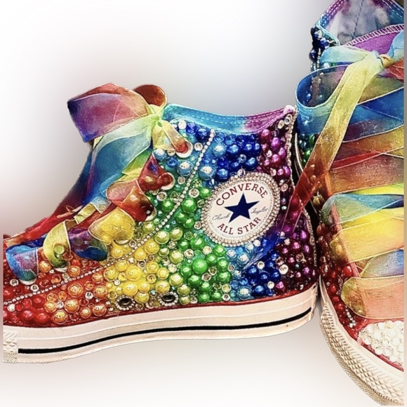 💥NWOT CONVERSE LOW TOP BLING CHUCK TAYLORS ORIGINALLY 250.00💥 - Picture 6 of 6